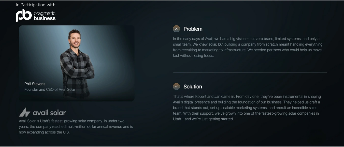 Pragmatic Business Partnership with Avail Solar – Featuring Phill Stevens, Founder and CEO